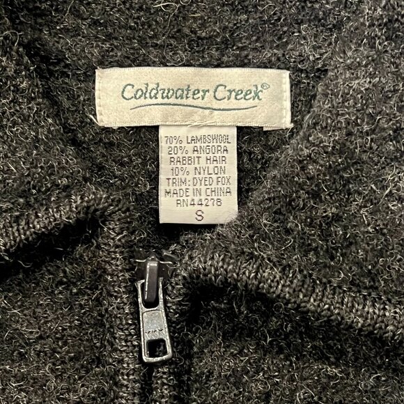 Coldwater Creek Snowman Zip Sweater Jacket, Wool, Charcoal, S - Picture 3 of 9